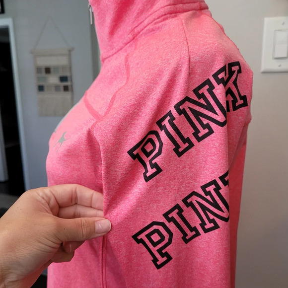 Victoria’s Secret PINK •Size Small• Bright Pink Quarter Zip Fitted Athletic Top - Picture 8 of 9